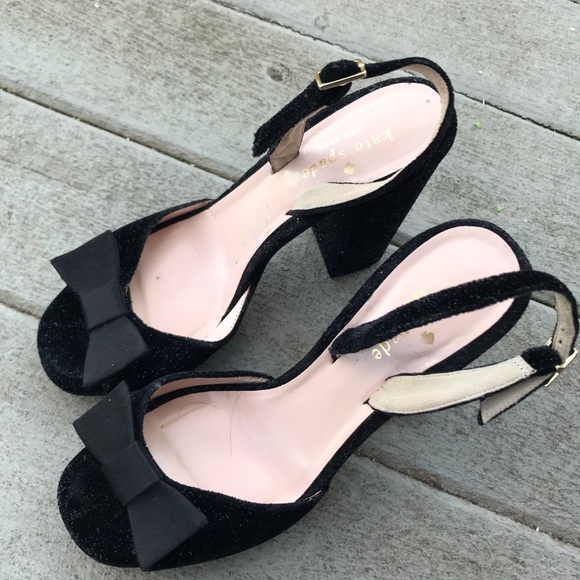 Kate Spade NY Briana Sparkle Velvet Block Slingback Platform Heels Size 6.5 - Picture 5 of 16